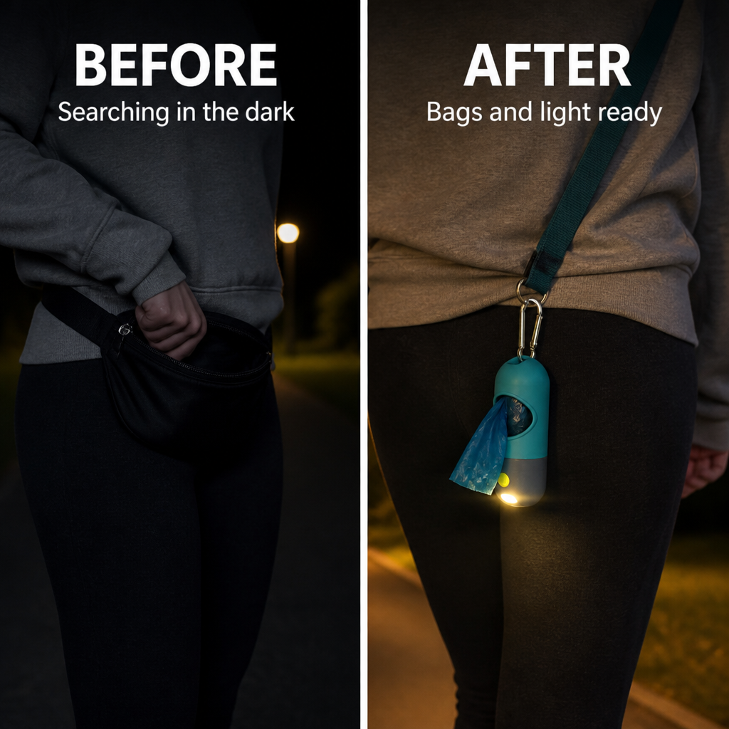 Led Light Pet Waste Bag Dispenser
