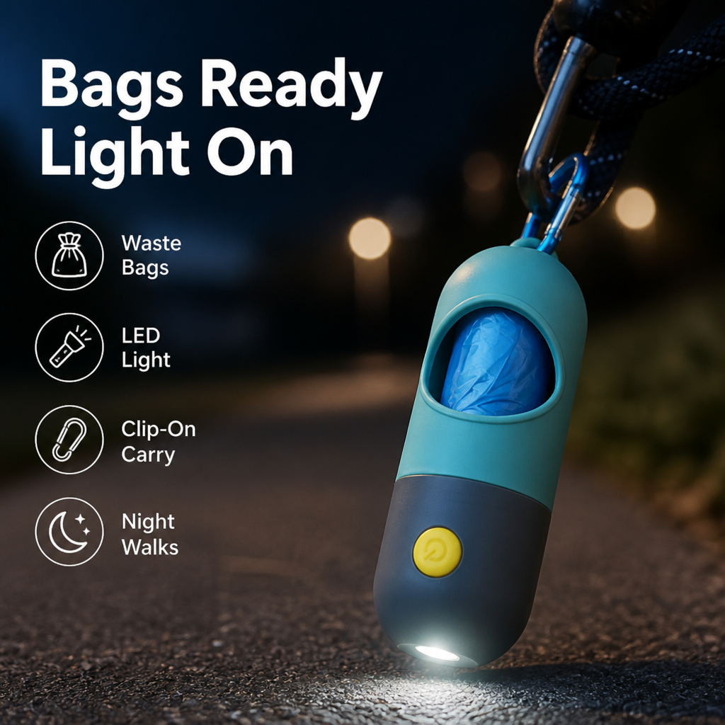 Led Light Pet Waste Bag Dispenser