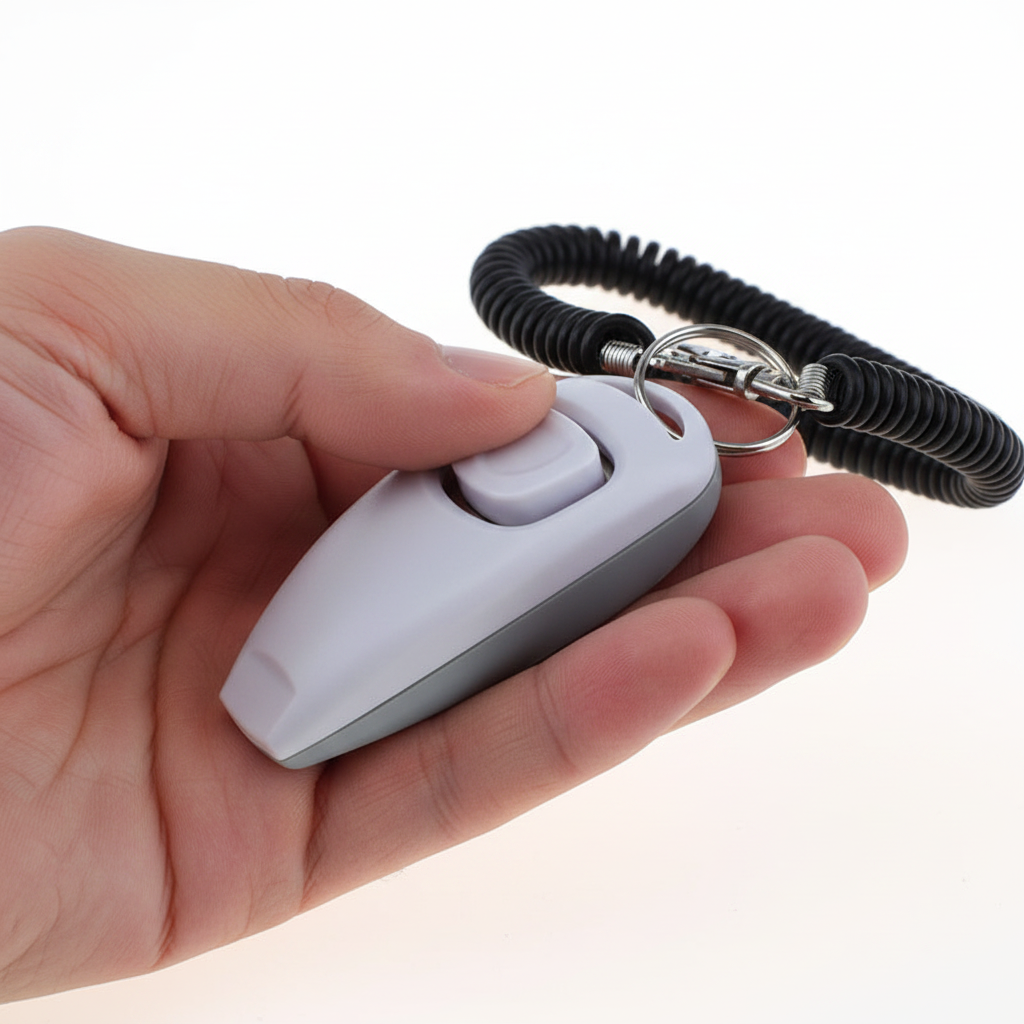 Hand pressing clicker