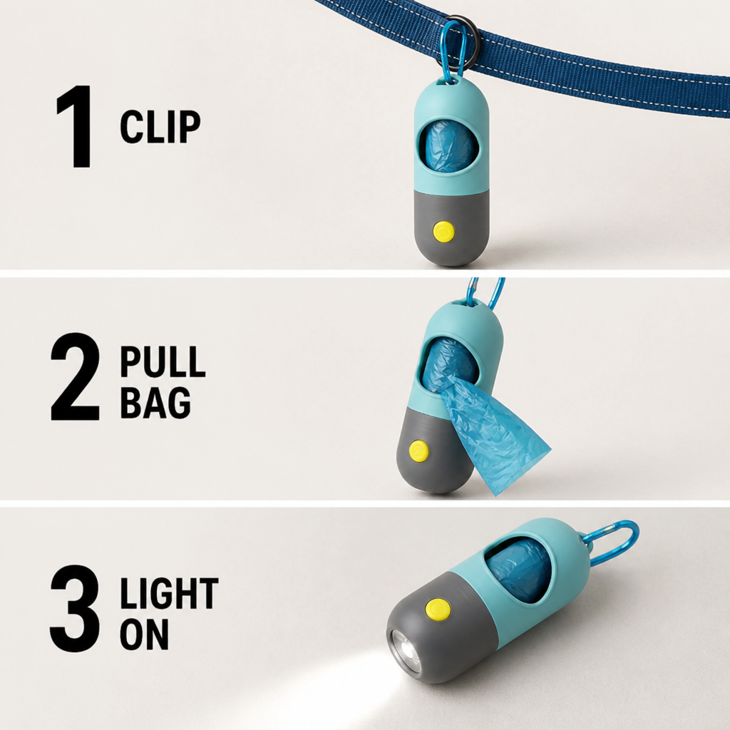 Led Light Pet Waste Bag Dispenser